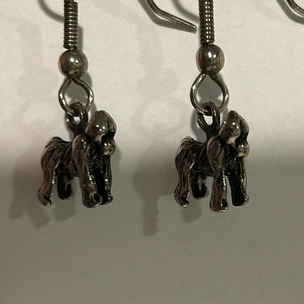 Silver Gorilla Dangle Earrings with Detailed Design